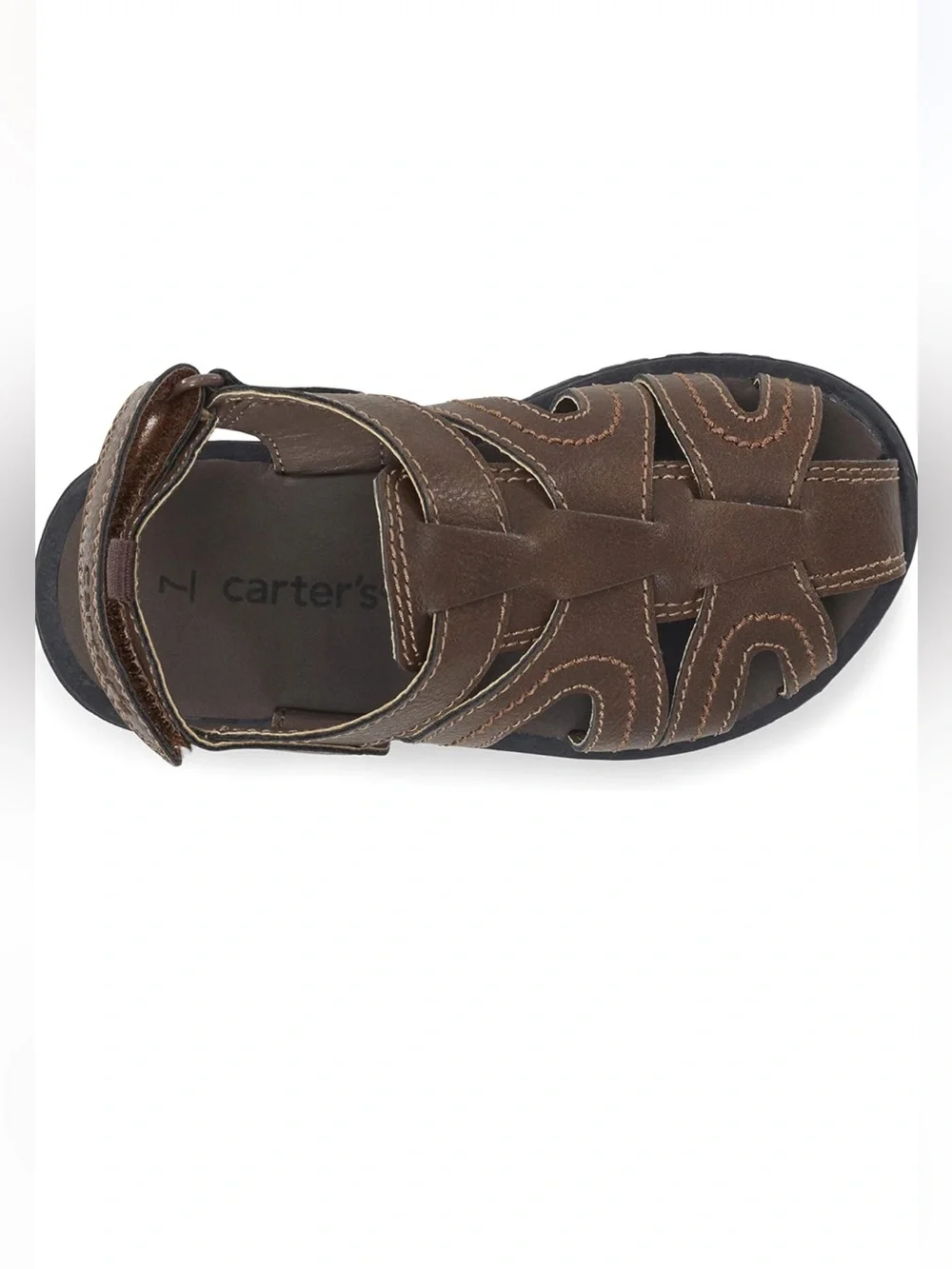 Carter’s Vasco Sandals Boys Size 11 Kids Brown Fisherman Closed Toe Faux Leather